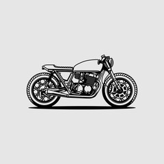 Fototapeta na wymiar cafe racer motorbike vector on black white style. use for custom motor illustration and t shirt design. vector art