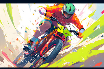 a man riding bike,speed,extreme angle.