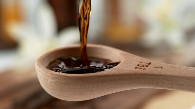 Vanilla extract pouring slow motion
