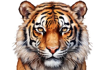 Tiger portrait drawn by color pencil