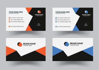 Orange and blue color corporate business card design