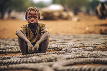 Poor hungry African child Generative AI