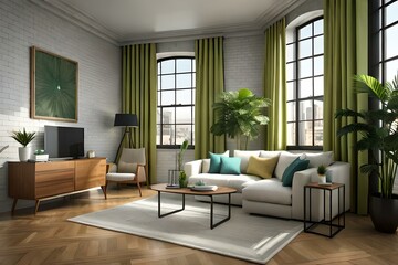 Naklejka na ściany i meble modern living room with sofa, modern living room