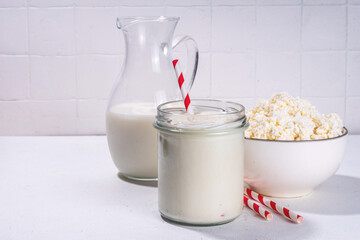 Cottage cheese milkshake, high-protein non protein powder, yogurt based drink with curd