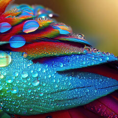 A mesmerizing macro view of colorful bird feathers in all their splendor