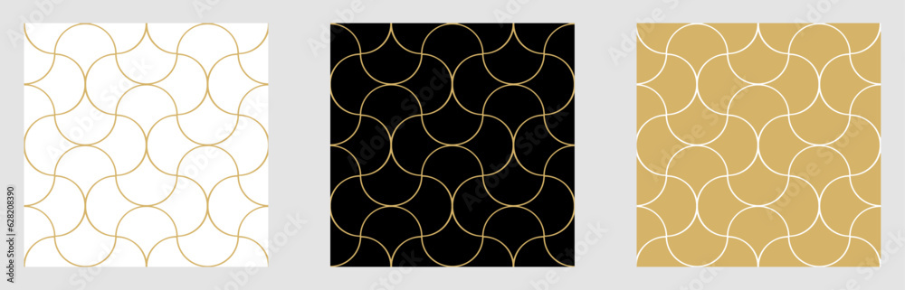 Aufkleber pattern seamless circle abstract wave background stripe gold luxury color and line. geometric line v