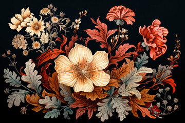 Illustration of flowers and leaves