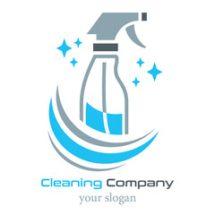 Reinigungsfirma, Hausarbeit, Putzen, Hausputz - Logo mit Sprühflasche
