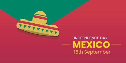 Mexico Independence Day Banner or Post Template with Flags. Happy Independence Day Mexico 16th September.