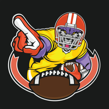 american football mascot logo wolf vector illustration design