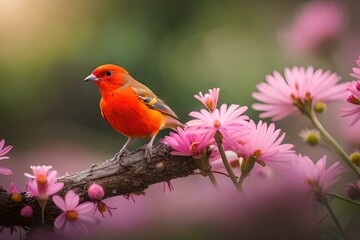 robin on a branch .Ai generated