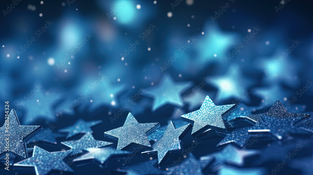 Poster abstract shiny background with blue glitter. scattered confetti sparkles with light blue pastel colo