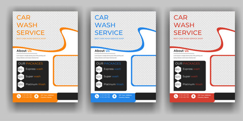 modern car wash car detailing and rental flyer, car service, and price list flyer, automobile car service flyer