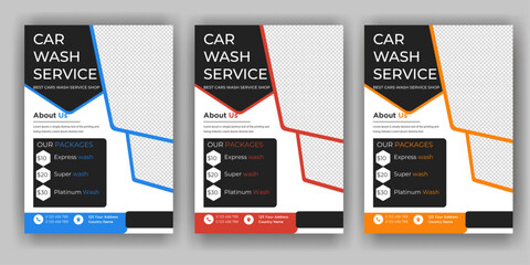 modern car wash car detailing and rental flyer, car service, and price list flyer, automobile car service flyer