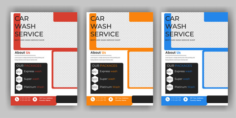 Creative Car Wash Flyer set, Abstract design carwash flyer bundle, Car Detailing, Auto Detailing Flyer, Car Wash poster templates