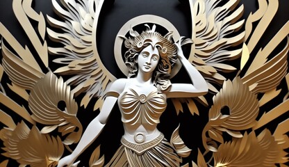 Fototapeta na wymiar Create 3D paper art of Muse goddess in Greek mythology Generative Ai