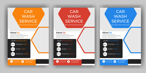 Creative Car Wash Flyer set, Abstract design carwash flyer bundle, Car Detailing, Auto Detailing Flyer, Car Wash poster templates