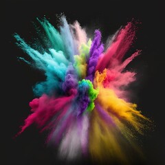 A colorful explosion of colored powder on a black background