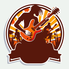 Invitation to the music club. DJ template. Guitar solo. Cartoon illustration.