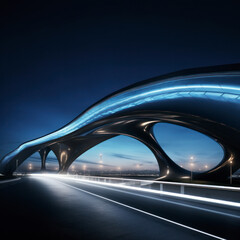 empty road with modern bridge