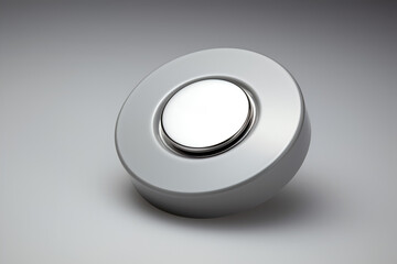 Metallic Round Button Mockup on Gray, Generative AI