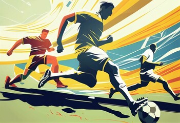 Naklejka premium Illustration of football players are competing on the field Created with Generative AI technology.