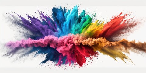 Fototapeta na wymiar A colorful explosion of colored powder on a white background