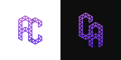 Letters AC and CA Polygon Logo Set, suitable for business related to polygon with AC and CA initials.