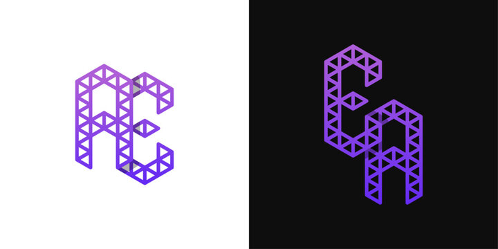 Letters AE and EA Polygon Logo Set, suitable for business related to polygon with AE and EA initials.