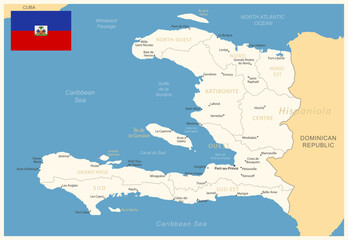 Fototapeta premium Haiti - detailed map with administrative divisions and country flag.