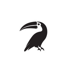 Toucan bird in cartoon doodle style. 2d cute vector illustration in logo, icon style. Black and white