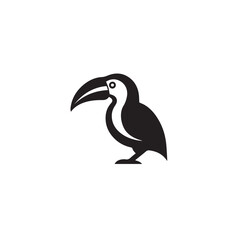 Toucan bird in cartoon doodle style. 2d cute vector illustration in logo, icon style. Black and white