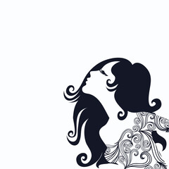 Aesthetic woman silhouette vector illustration isolated on white background.