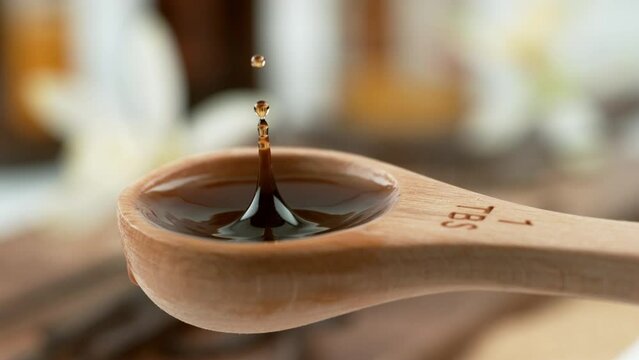 Vanilla extract pouring slow motion