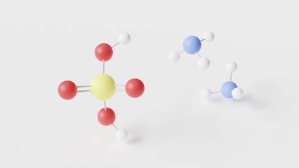 ammonium sulfate molecule 3d, molecular structure, ball and stick model, structural chemical formula ammonium sulphate