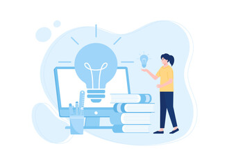 Creative ideas and imagination in a light bulb as metaphor concept flat illustration