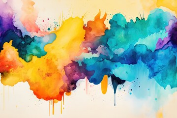 A painting of colorful paint on a white background