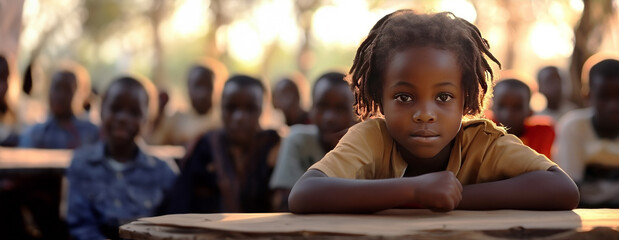 Students in a school in africa take the lesson and write notes on a blackboard . Children at school in Africa © Islam