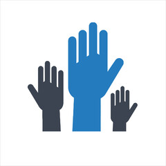 Group of raised hands / Election / Question icon
