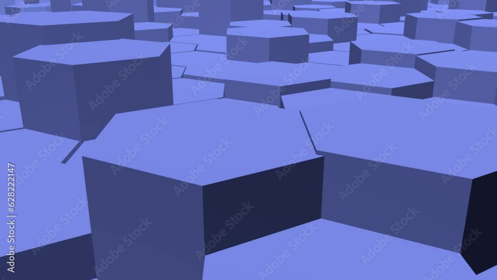 Poster abstract background of blue hexagons. screensaver for intro. 3d rendering animation.