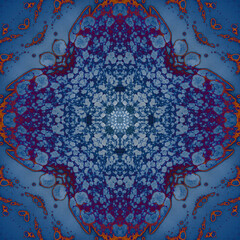 Seamless abstract square pattern. Alcohol ink in modern art. Mandala