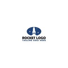 Space rocket logo template isolated on white background
