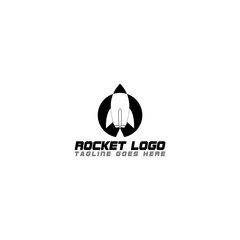 Space rocket logo template isolated on white background