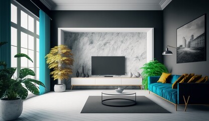 Modern interior background wall mockup UHD 8k Generative Ai