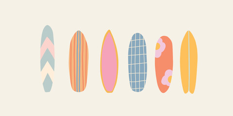 Flat vector surfboards collection