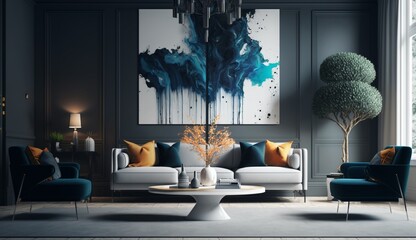 Modern living room interior background providing a home Generative Ai
