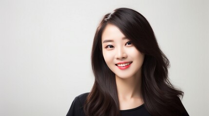 Fototapeta premium Young Asian beauty woman curly long hair with korean makeup style. Facial treatment, Cosmetology, plastic surgery