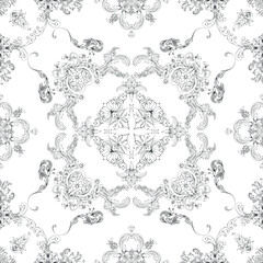 Hand drawn seamless floral pattern on a white background, vector textile template.