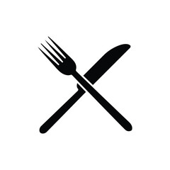 Spoon and fork icon, restaurant business concept, vector illustration