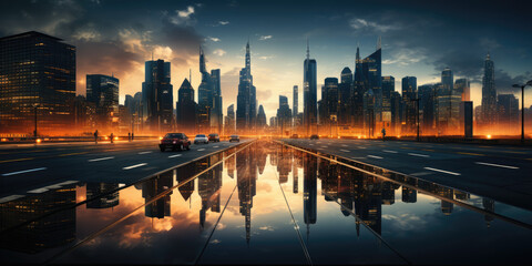 Reflective skyscrapers, business office buildings, financial center, background wallpaper image